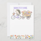 ラベンダーフォトサンキュー – Hedgehog Baby Shower サンキューカード (裏面)