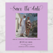 ラベンダーフォトセーブ日付招待状 ワインラベル (シングルラベル)