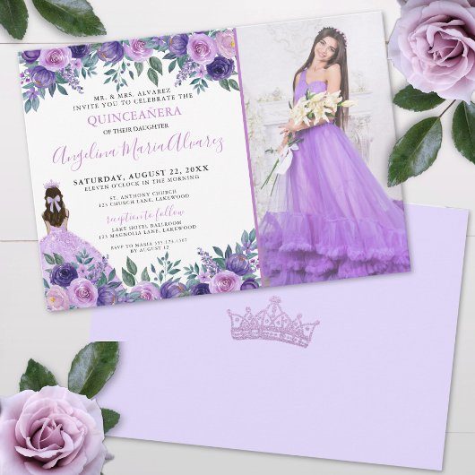 ラベンダーフォトフローラパープルキンセアニェラ 招待状