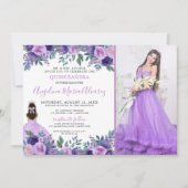 ラベンダーフォトフローラパープルキンセアニェラ 招待状 (正面)