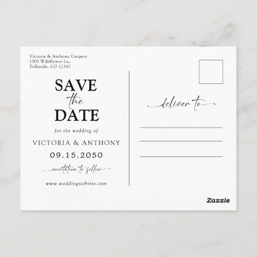 ラベンダーフォトポストカードで日付を保存 ポストカード (裏面)