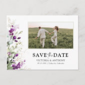 ラベンダーフォトポストカードで日付を保存 ポストカード (正面)