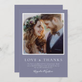 ラベンダーフォトラヴ感謝してい結婚ィーズ サンキューカード (正面/裏面)