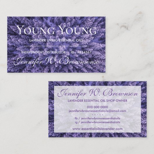 ラベンダーフォトロゴパープルエッセンシャル油 名刺 (正面/裏面)