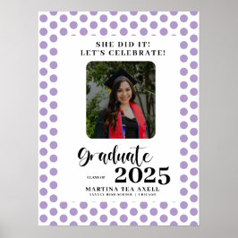 ラベンダーフォト水玉模様卒業パーティー ポスター