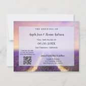 ラベンダーフォトQRコード日付カードを保存 案内状 (裏面)