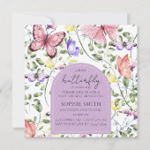 ラベンダーフラッターバタフライグリーナリースクエア 招待状 (正面)