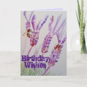 ラベンダーフラワーとビー水彩アートカード カード (正面)