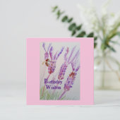 ラベンダーフラワーとビー水彩誕生日カード (スタンド正面)