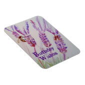 ラベンダーフラワーとビー水彩誕生日カード マグネット (右側)