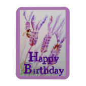 ラベンダーフラワーとビー水彩誕生日カード マグネット (縦)