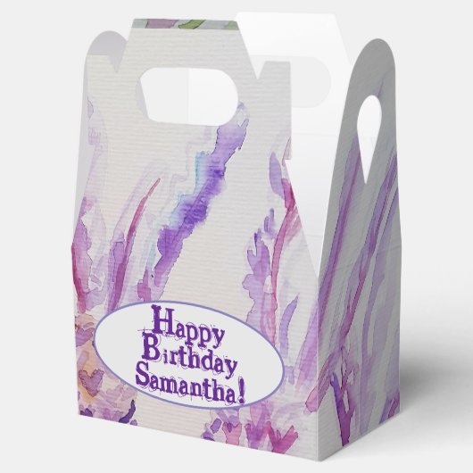 ラベンダーフラワーとビー水彩誕生日 フェイバーボックス (オープン)