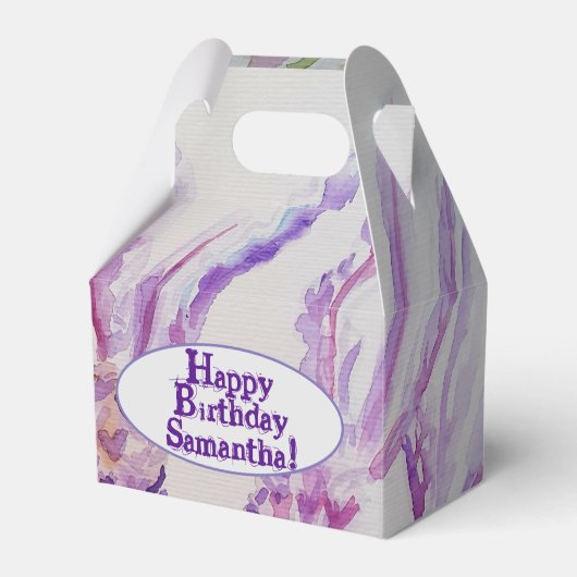 ラベンダーフラワーとビー水彩誕生日 フェイバーボックス (正面サイド)