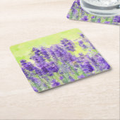 ラベンダーフラワーイエローウォーターカラーフローラ スクエアペーパーコースター (アングル)