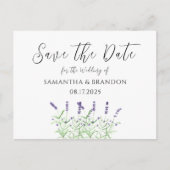 ラベンダーフラワーウォーターカラーパープル素朴フローラ ポストカード (正面)