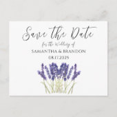 ラベンダーフラワーウォーターカラーパープル素朴フローラ ポストカード (正面)