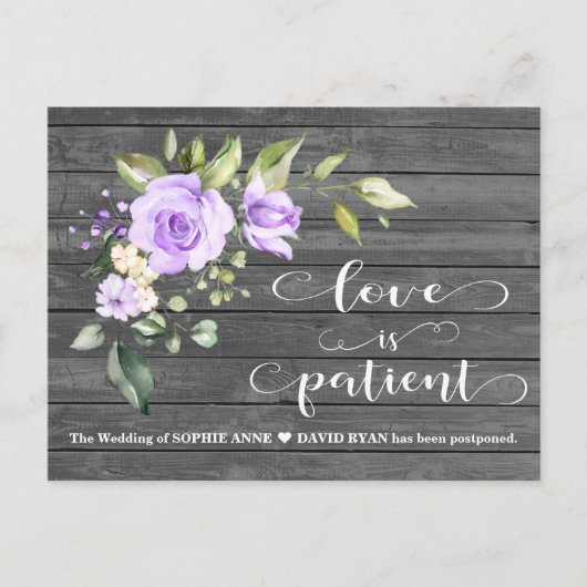 ラベンダーフラワーオールドバ結婚ーンの延期 ポストカード (正面)