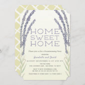 ラベンダーフラワースプリグイエローハウスウォーミングパーティー 招待状 (正面/裏面)