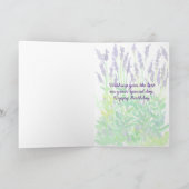ラベンダーフラワーズウォーターカラーハッピーバースデー カード (内部)