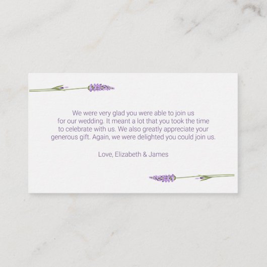 ラベンダーフラワーズオンウッドサンキューホテル座席表 プレイスカード (裏面)