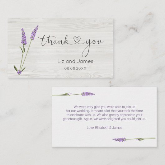 ラベンダーフラワーズオンウッドサンキューホテル座席表 プレイスカード (正面/裏面)