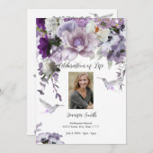 ラベンダーフラワーズハミングバード招待状 招待状 (正面/裏面)