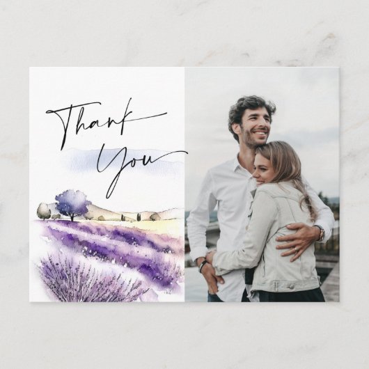 ラベンダーフラワーズフィールドありがとう写真 ポストカード (正面)