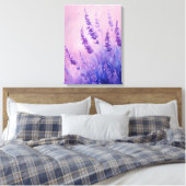 ラベンダーフラワーズフィールドイラストレーション キャンバスプリント (インサイチュ (寝室))
