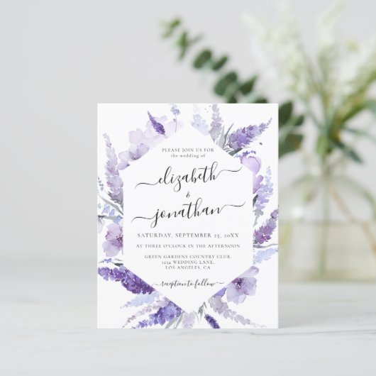 ラベンダーフラワーズフローラ予算結婚式招待状 (スタンド正面)