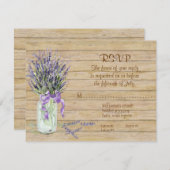 ラベンダーフラワーズメイスンジャー水カラー素朴ウッド 出欠カード (正面/裏面)