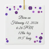 ラベンダーフラワーズ誕生詳細写真記念 セラミックオーナメント (裏面)