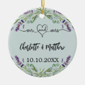ラベンダーフラワーセージ緑ミセス新し結婚く セラミックオーナメント (正面)
