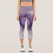 ラベンダーフラワードリームモダン抽象芸術フラクタル カプリレギンス (正面)