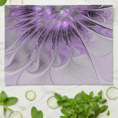 ラベンダーフラワードリームモダン抽象芸術フラクタル キッチンタオル (折り畳み)