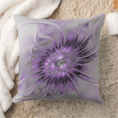 ラベンダーフラワードリームモダン抽象芸術フラクタル クッション (ブランケット)