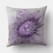ラベンダーフラワードリームモダン抽象芸術フラクタル クッション (裏面)