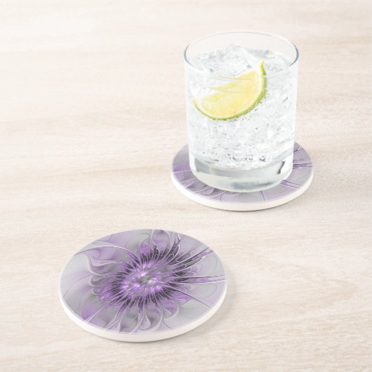 ラベンダーフラワードリームモダン抽象芸術フラクタル コースター (側面)