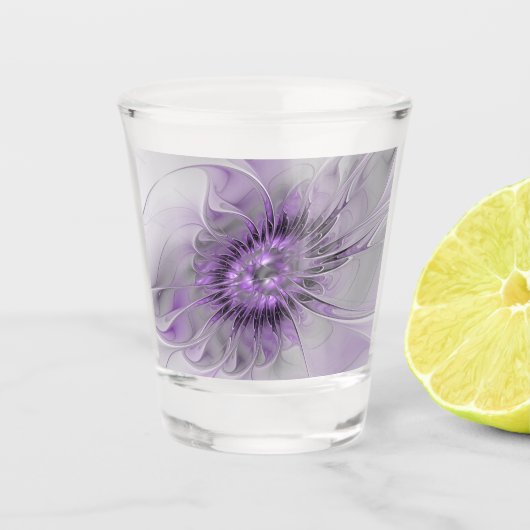 ラベンダーフラワードリームモダン抽象芸術フラクタル ショットグラス (正面)