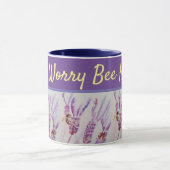 ラベンダーフラワーハッピーパープルマグカップ心配しない マグカップ (中央)