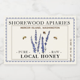 ラベンダーフラワーハニー3 x 2バチ縁どド フードラベル