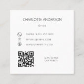 ラベンダーフラワーバイオレット写真QRコード スクエア名刺 (裏面)