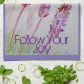 ラベンダーフラワーパープルウォーターカラービー後を追ジョイー キッチンタオル (折り畳み)