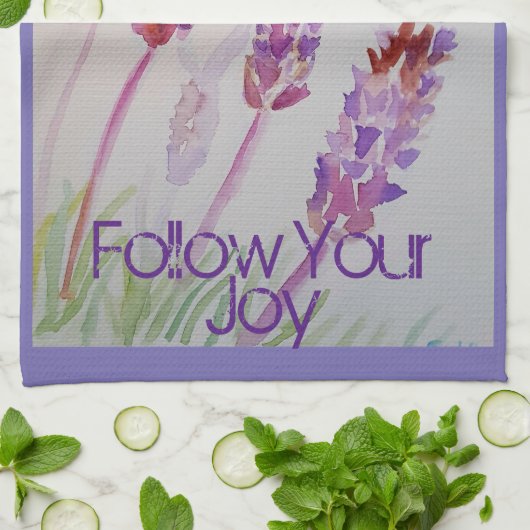 ラベンダーフラワーパープルウォーターカラービー後を追ジョイー キッチンタオル (折り畳み)