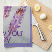 ラベンダーフラワーパープルウォーターカラービー後を追ジョイー キッチンタオル (四つ折り)