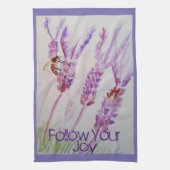 ラベンダーフラワーパープルウォーターカラービー後を追ジョイー キッチンタオル (縦)