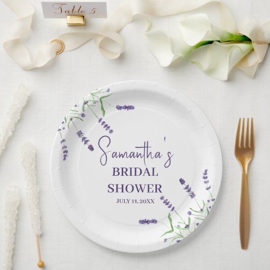 ラベンダーフラワーパープルウォーターブライダルシャワー ペーパープレート (ウェディング)