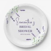 ラベンダーフラワーパープルウォーターブライダルシャワー ペーパープレート (正面)