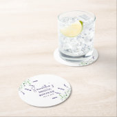 ラベンダーフラワーパープルウォーターブライダルシャワー ラウンドペーパーコースター (インサイチュ)