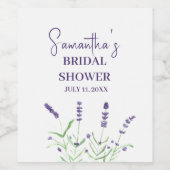 ラベンダーフラワーパープルウォーターブライダルシャワー ワインラベル (シングルラベル)