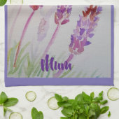 ラベンダーフラワーパープルウォーター色とビーティートウ キッチンタオル (折り畳み)